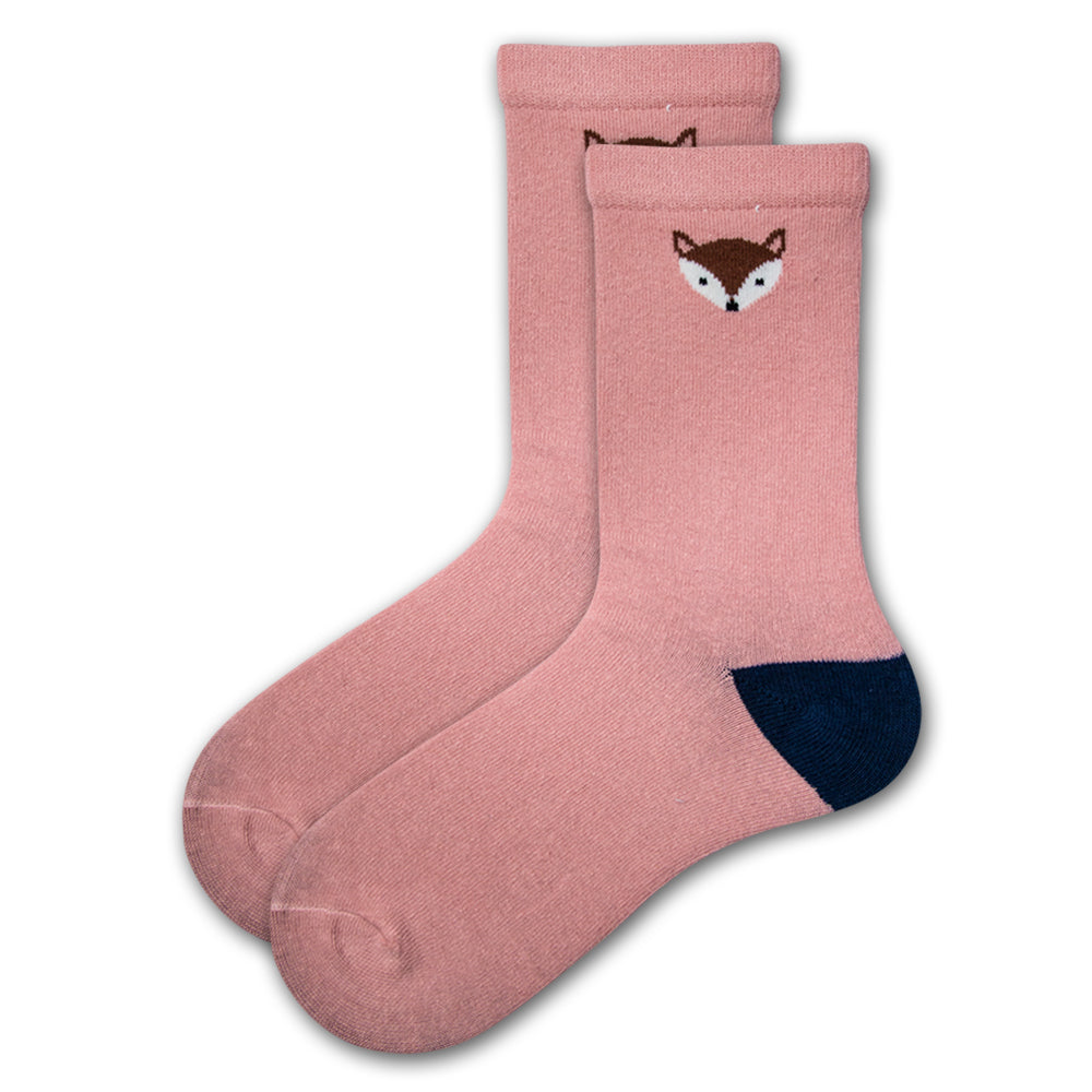 Girls Fox & Polka Dot Print Crew Socks