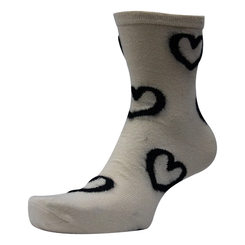 Women Cute Heart Print Crew Socks