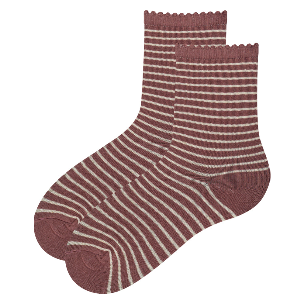 Beige Dachshund & Striped Crew Socks for Girls