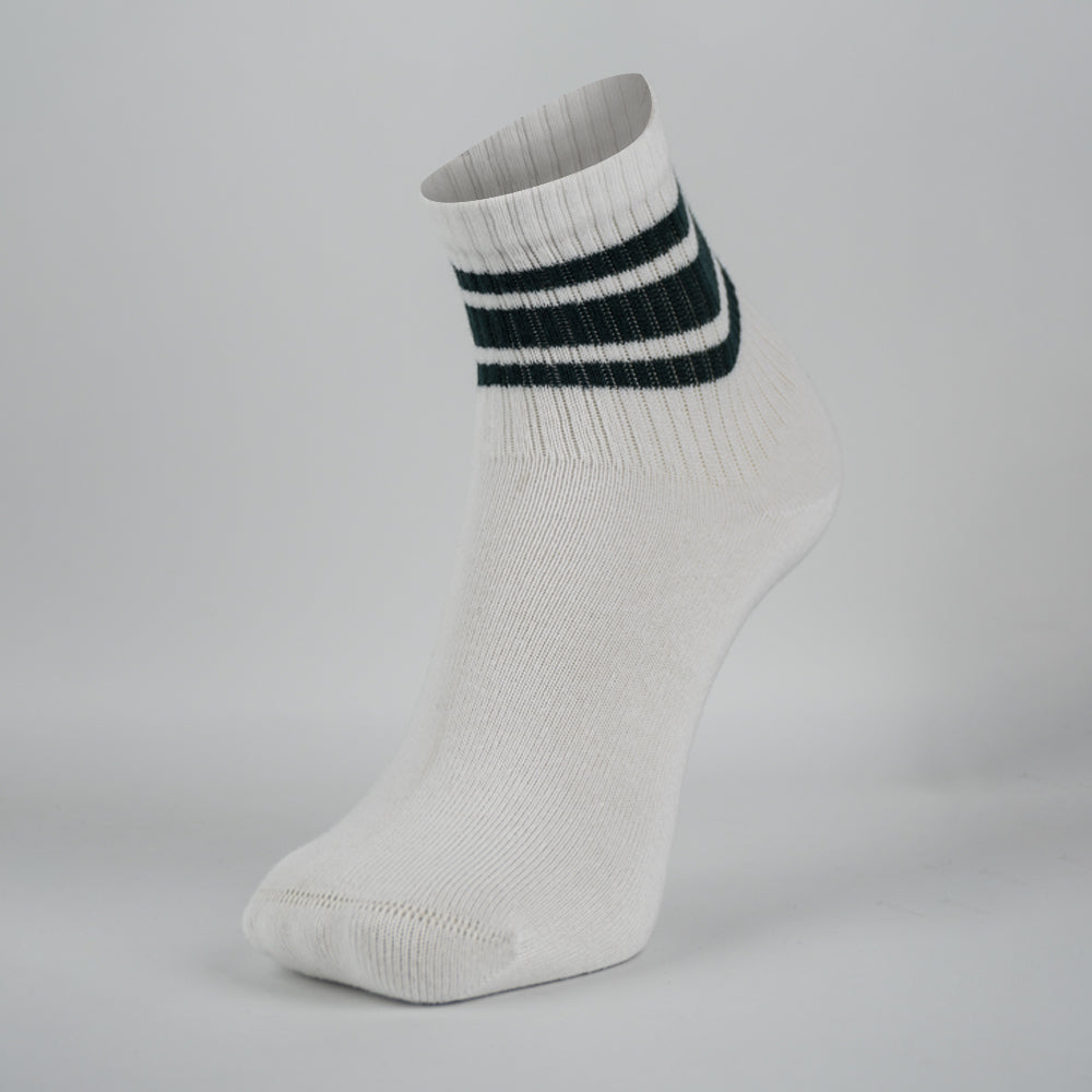 Men Green Stripe Athletic Crew Socks