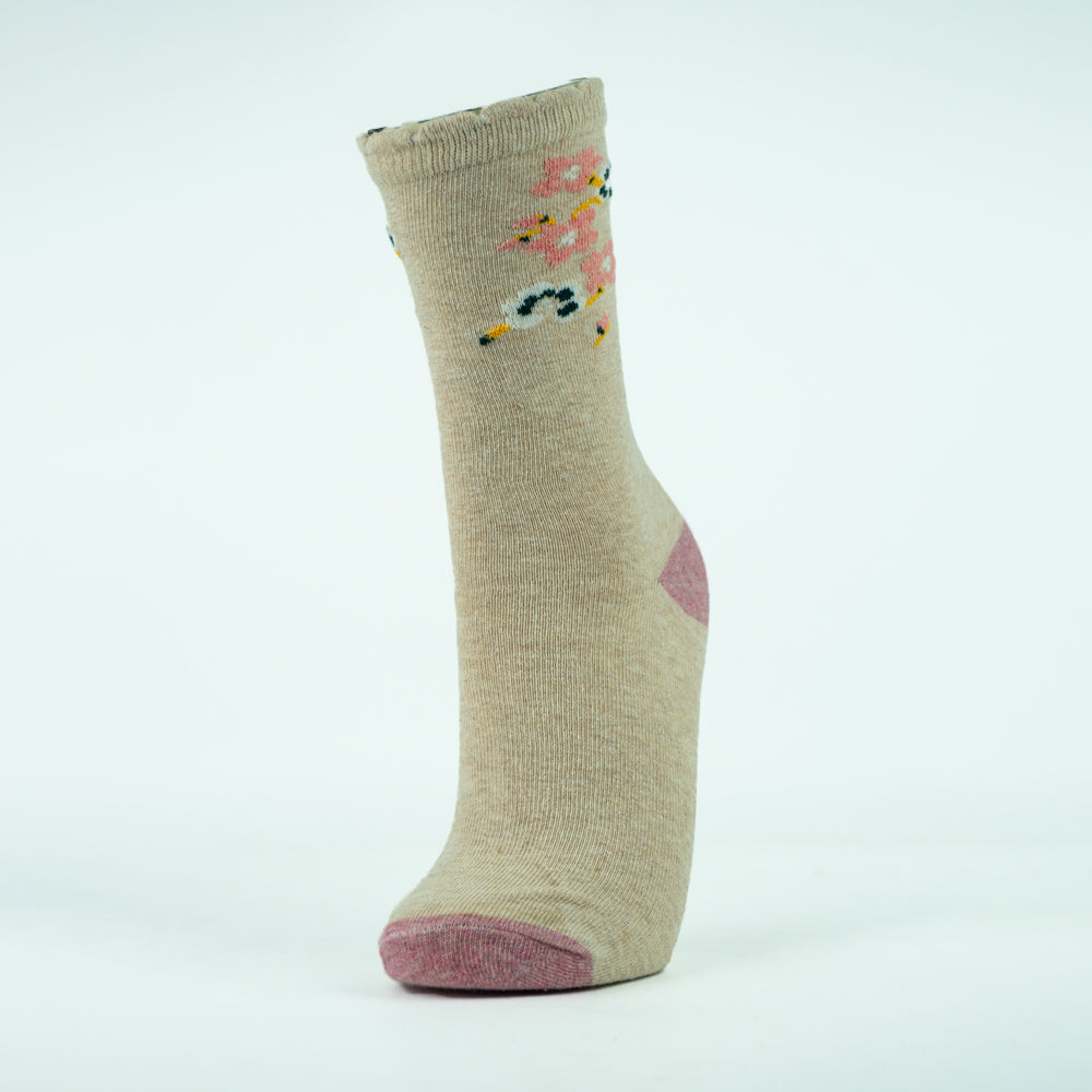 Floral Bliss Scalloped Edge Crew Socks