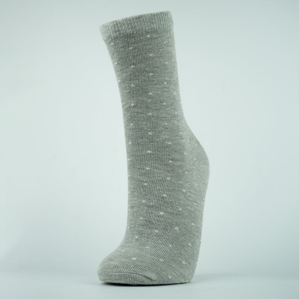 Girls Dotted Grey Crew Socks
