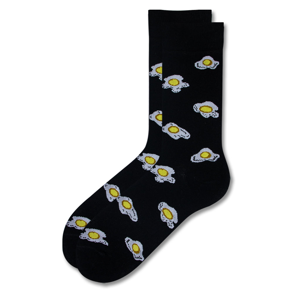 Men Fried Egg Print Novelty Crew Socks