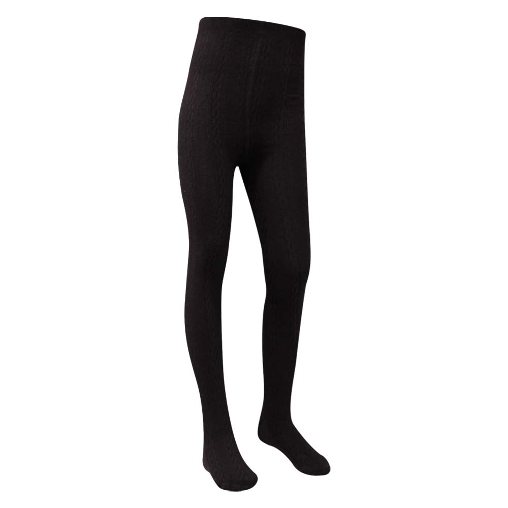 Cozy Cable Knit Chocolate Brown Girls Tights (OT)
