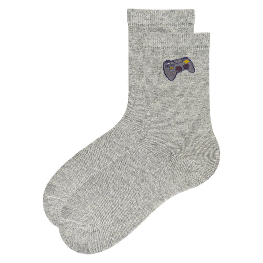 Boys' Gaming Controller Crew Grey Socks