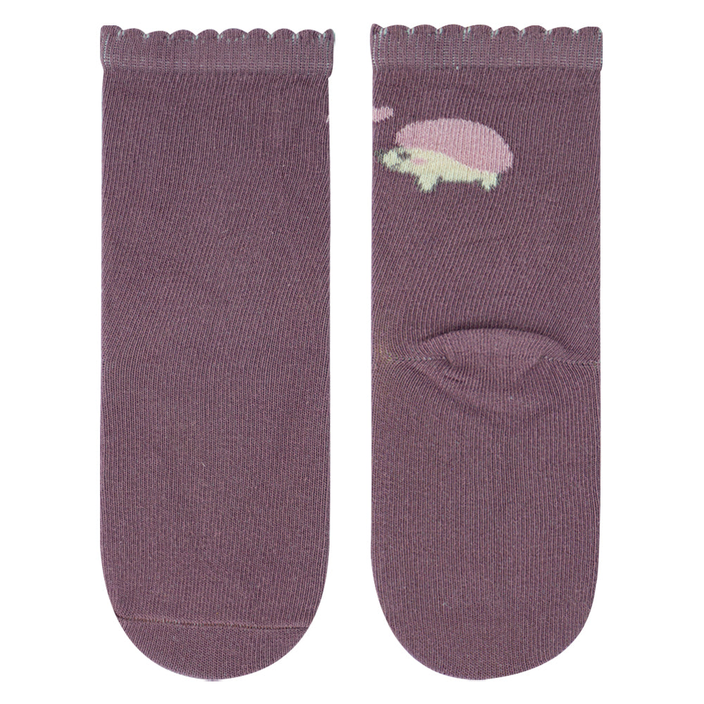 Hedgehog Print & Scallop Trim Baby Socks