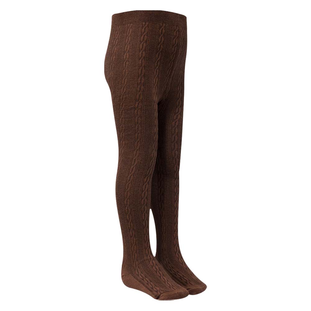 Cozy Cable Knit Bronze Girls Tights (OT)