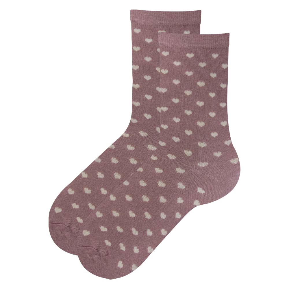 Pack of 3 - Girls Polka Dot , Heart Design & Striped Print Crew Socks