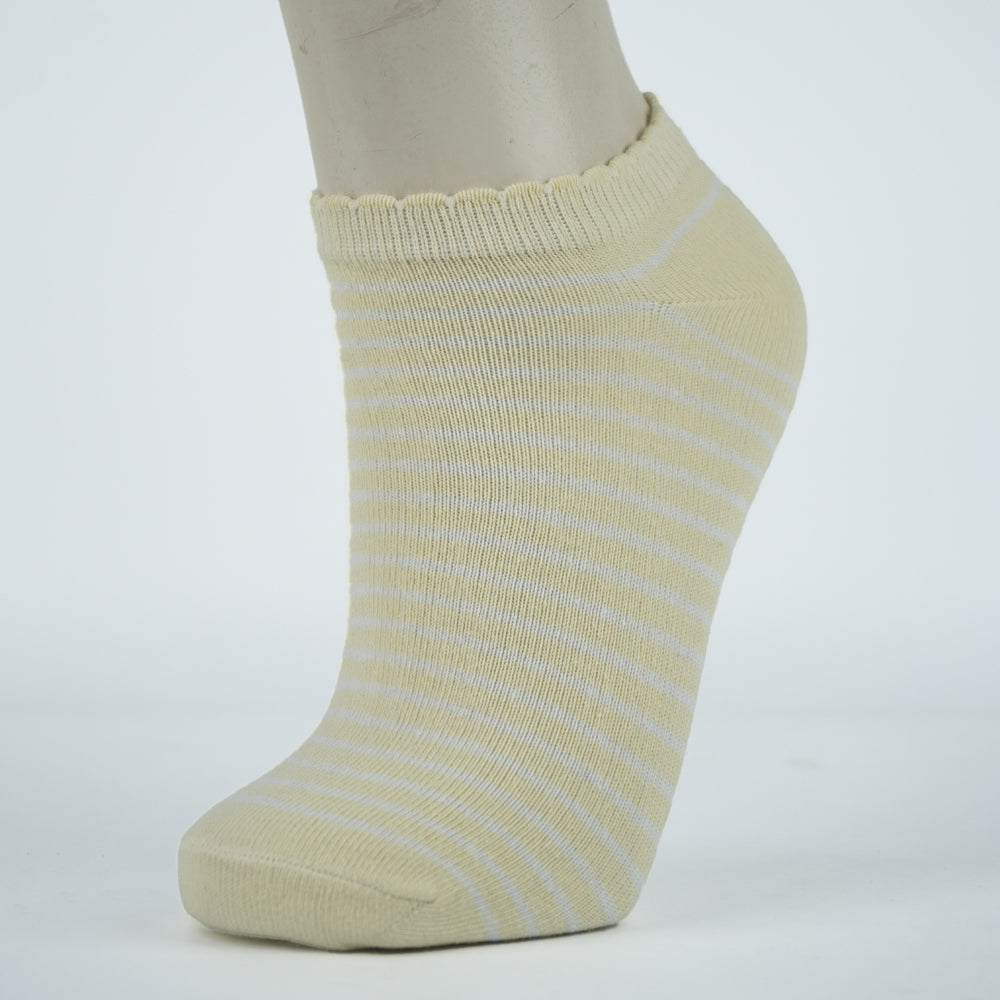 Yellow Stripe Ankle Girls Socks