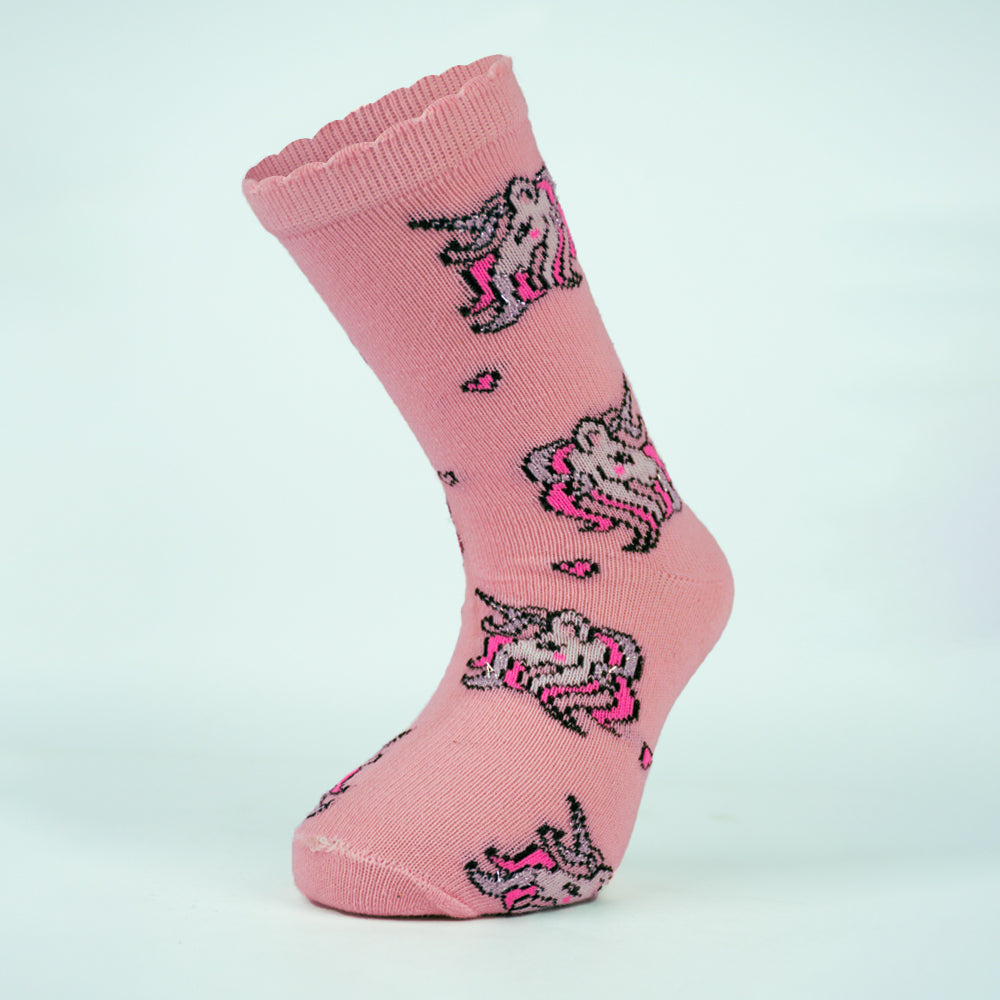 Unicorn Girls' Cotton Pink Ankle Socks