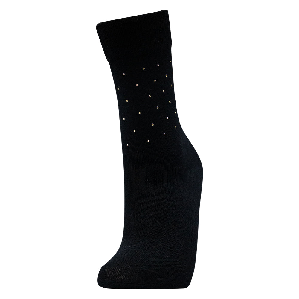 Pack of 1 & 3 - Black metal beaded Crew socks for girls