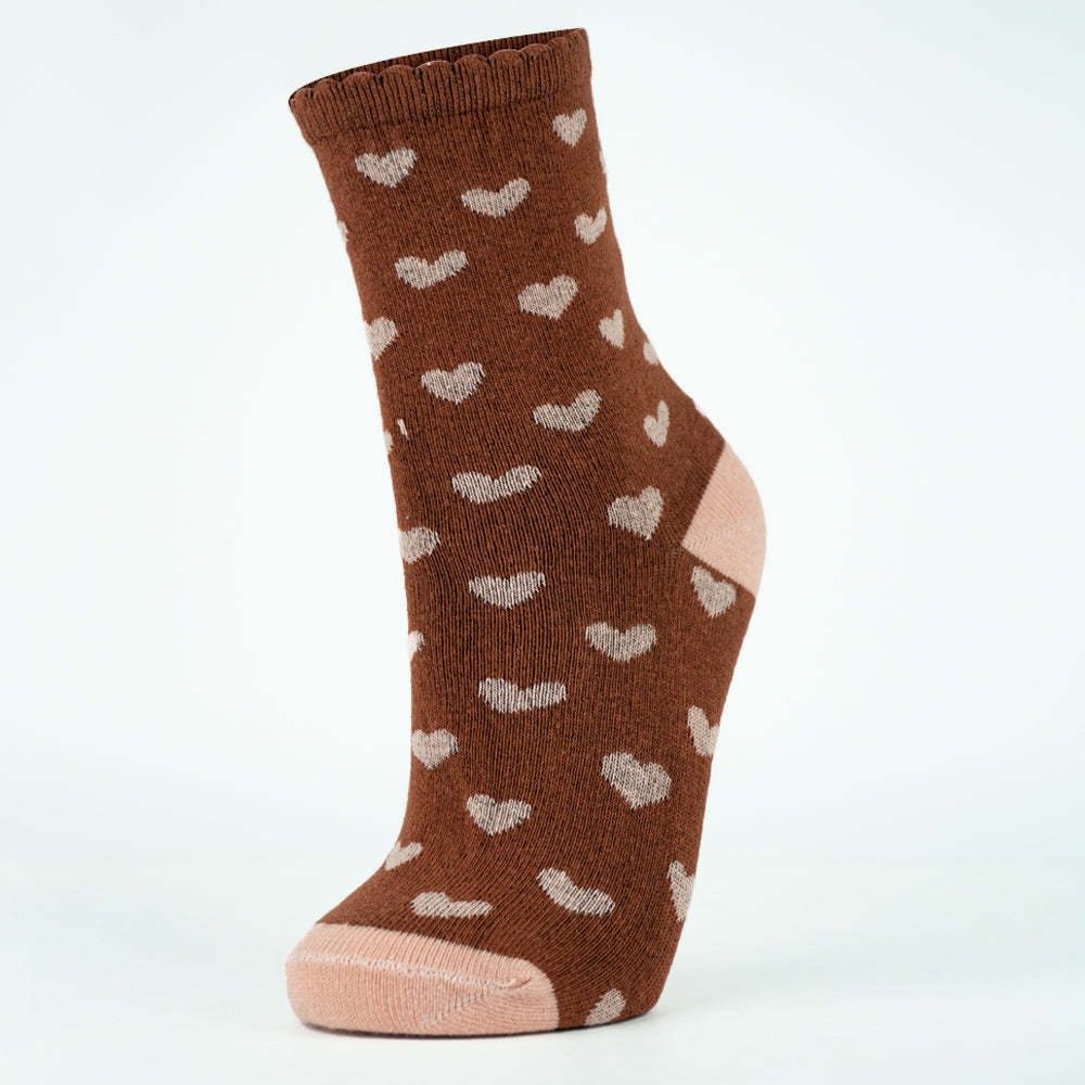 Girls' Heart Pattern Crew Socks