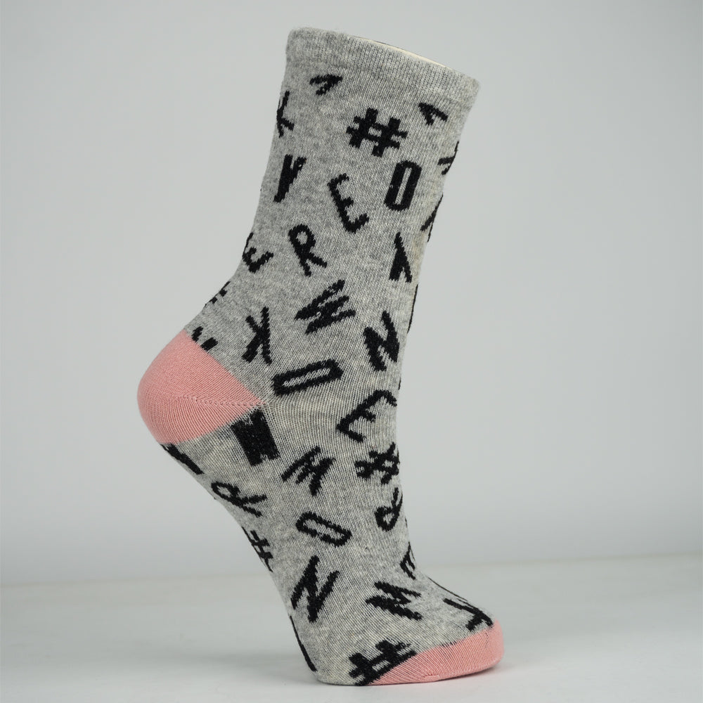 Girls Alphabet Print Crew Socks