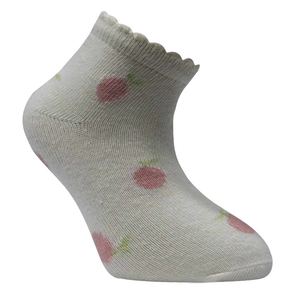 Baby Girls White Socks with Pink Apple Design