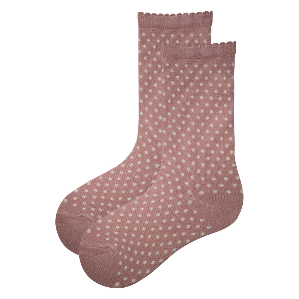 Polka Dot Ribbed Crew Socks for Girls