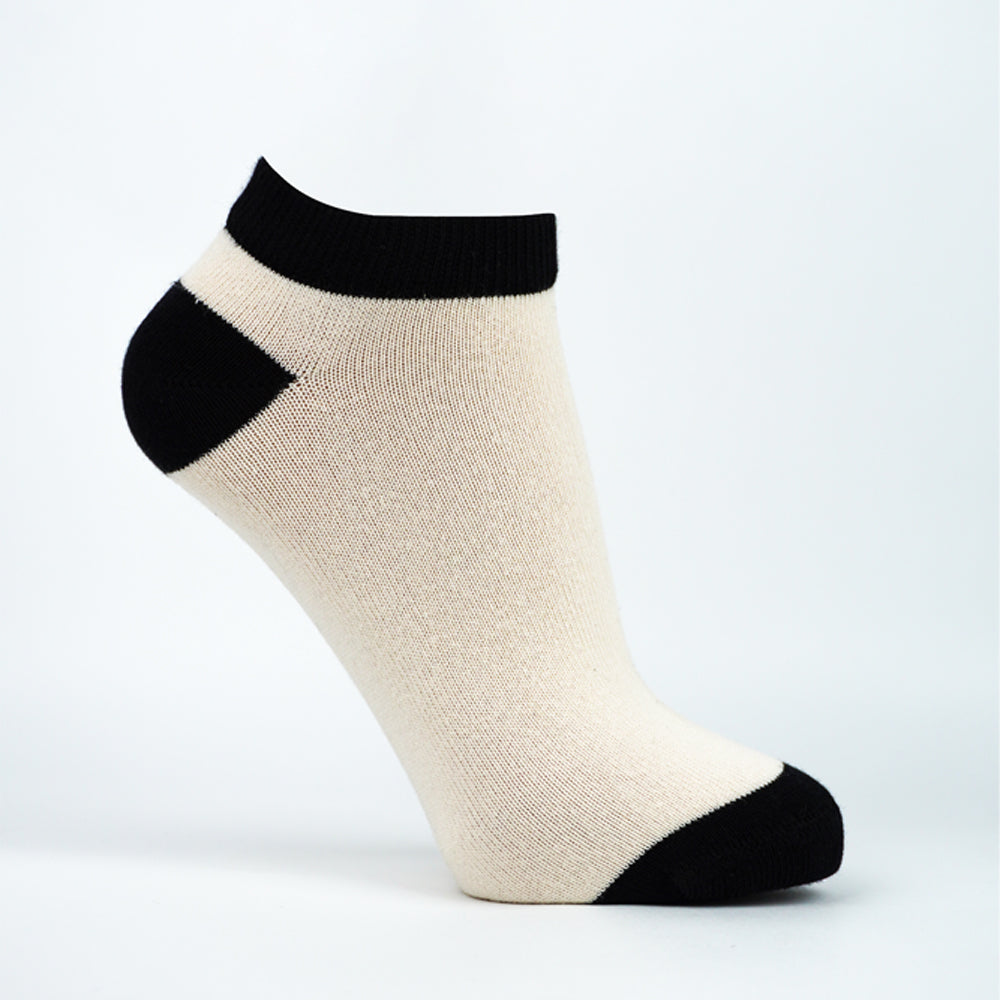 Women's Beige with Black Ankle Socks