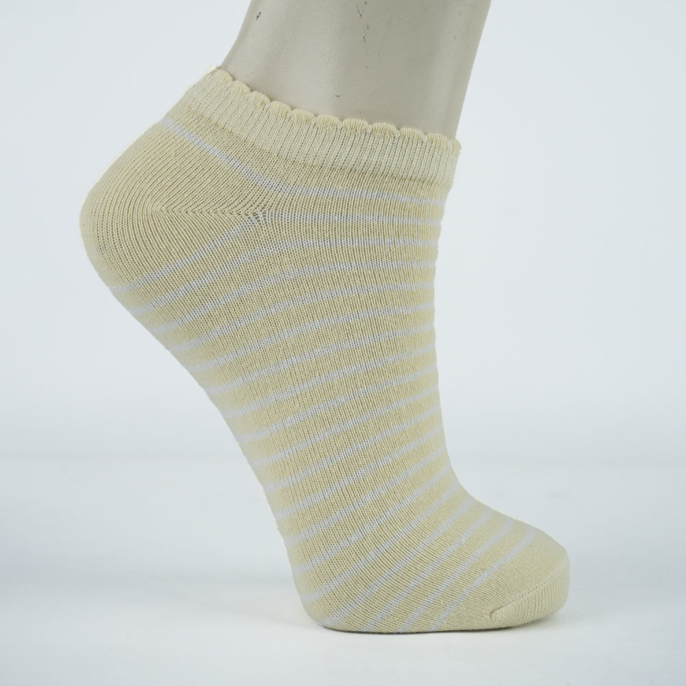 Yellow Stripe Ankle Girls Socks