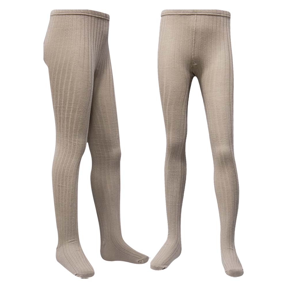 Cozy Apricot & Grey Knit Lines Girls Tights (CJ)