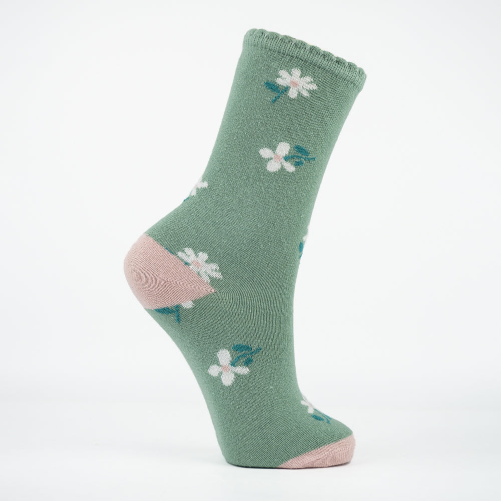 Cotton-Soft Floral Crew Socks for Girls