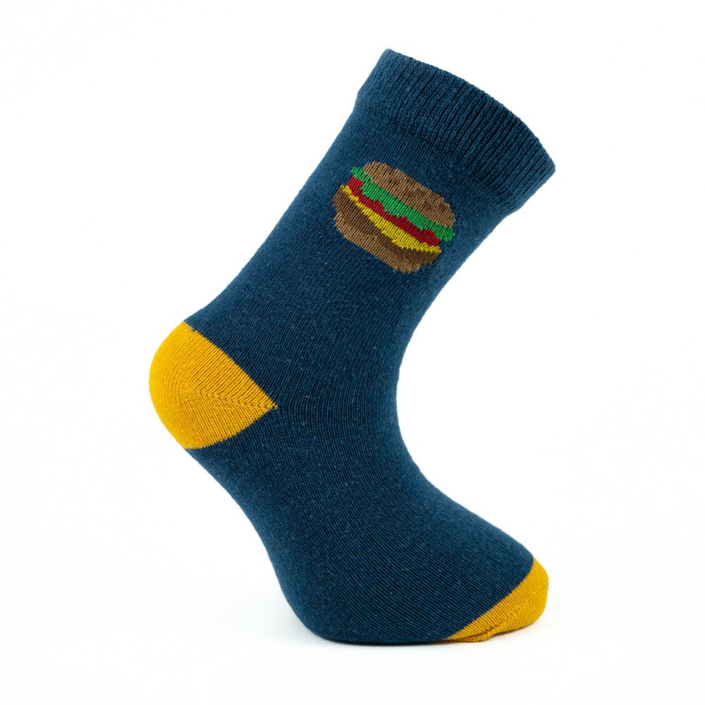 Boys Burger Print Crew Socks