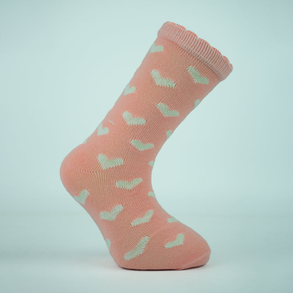 Adorable Girls Heart-Print Crew Socks