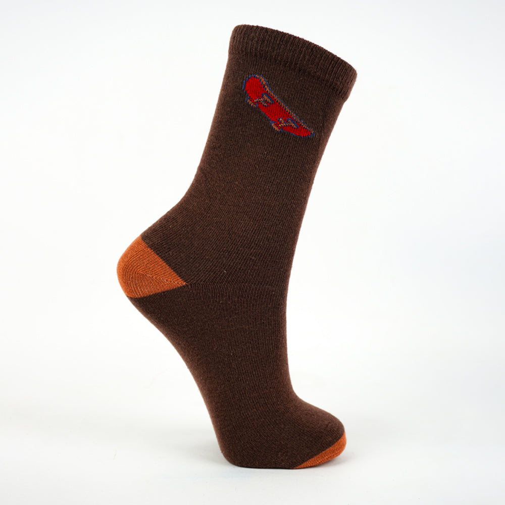 Boys Brown Skater Crew Socks