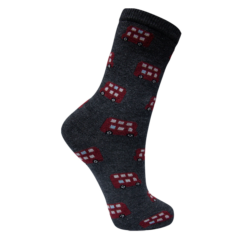 Bus Print Boy's Crew Socks