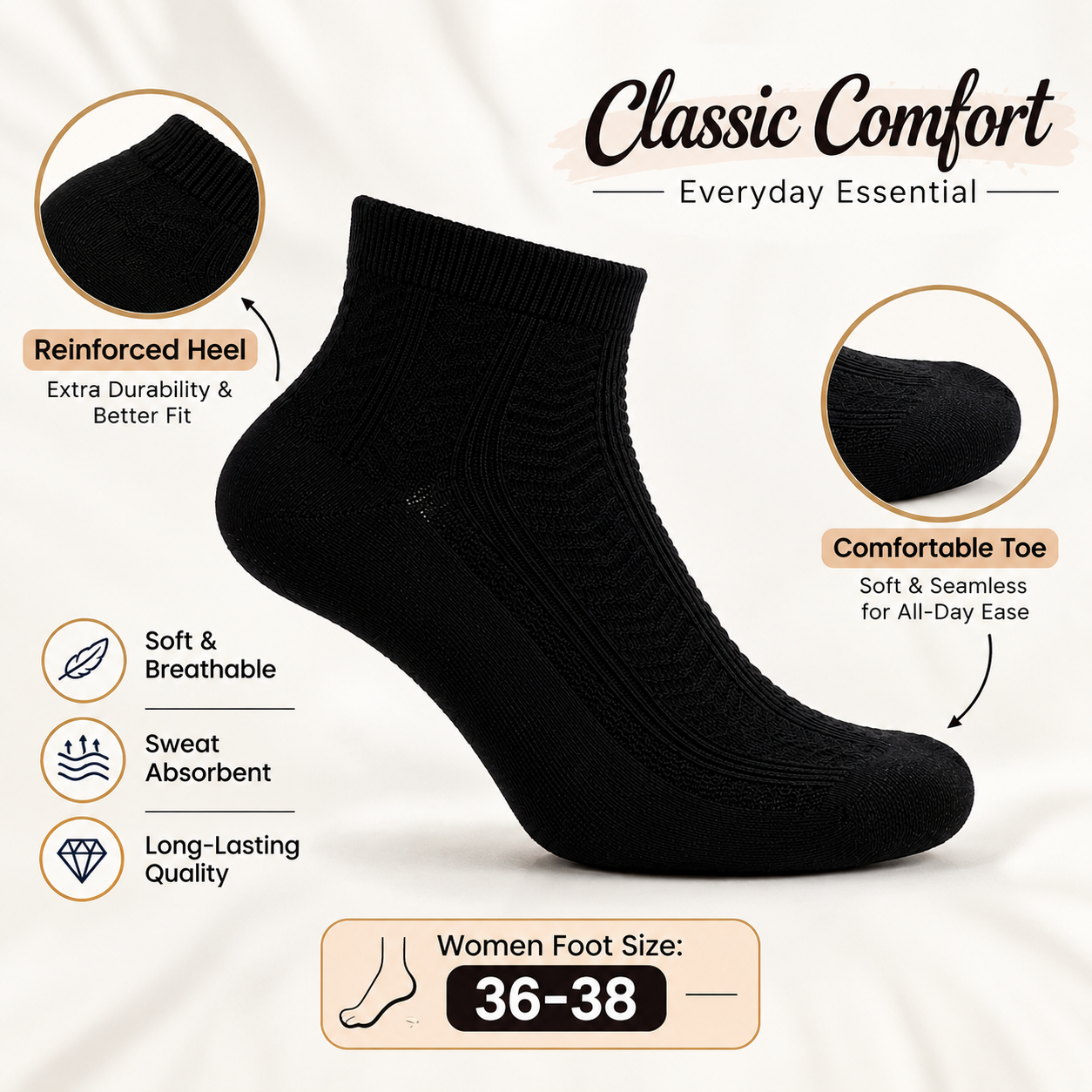 Women Cable knit Black socks