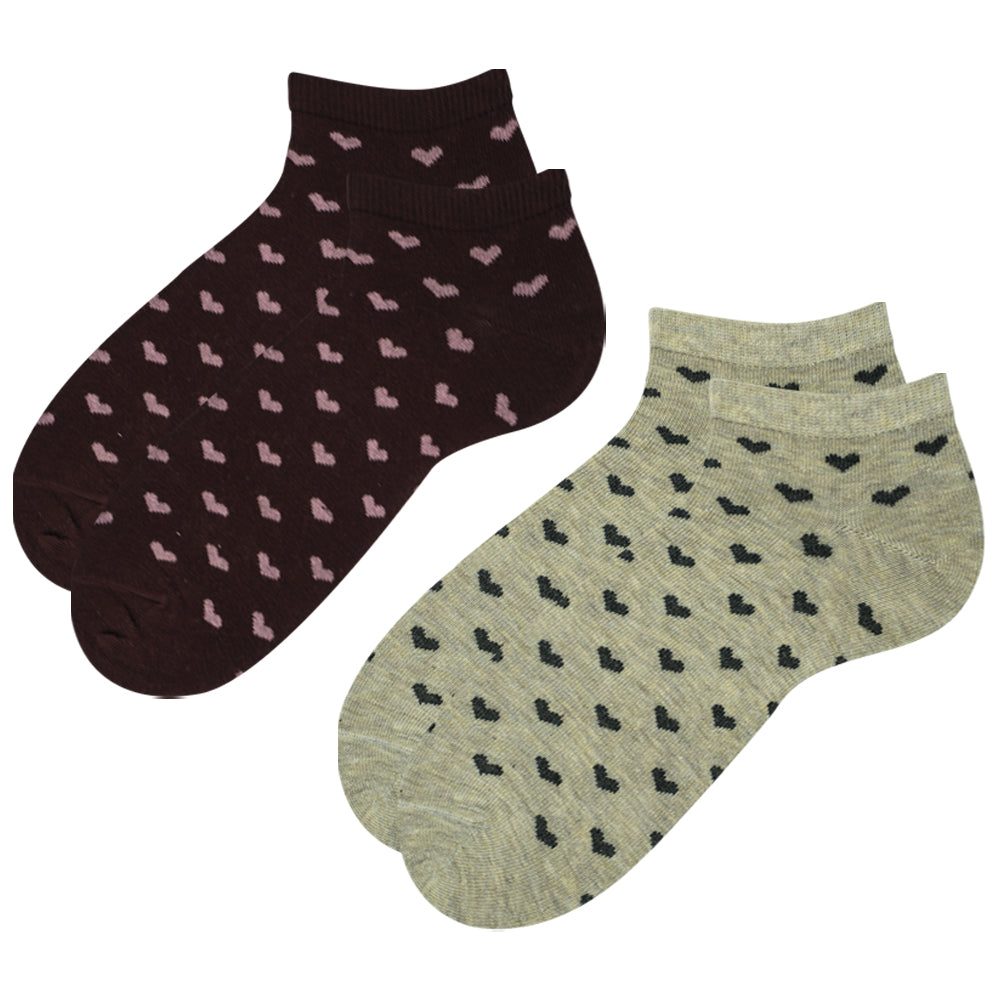 Women Heart Print Ankle Socks