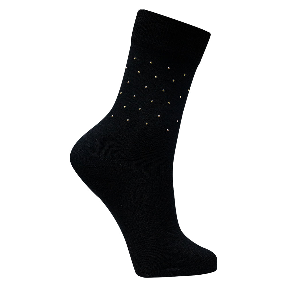 Pack of 1 & 3 - Black metal beaded Crew socks for girls