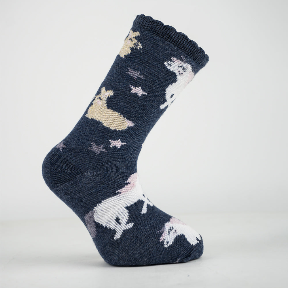 Magical Unicorn Navy Girls Socks