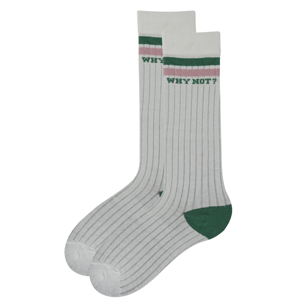 Girls' "WHY NOT?" Striped Knee-High Socks