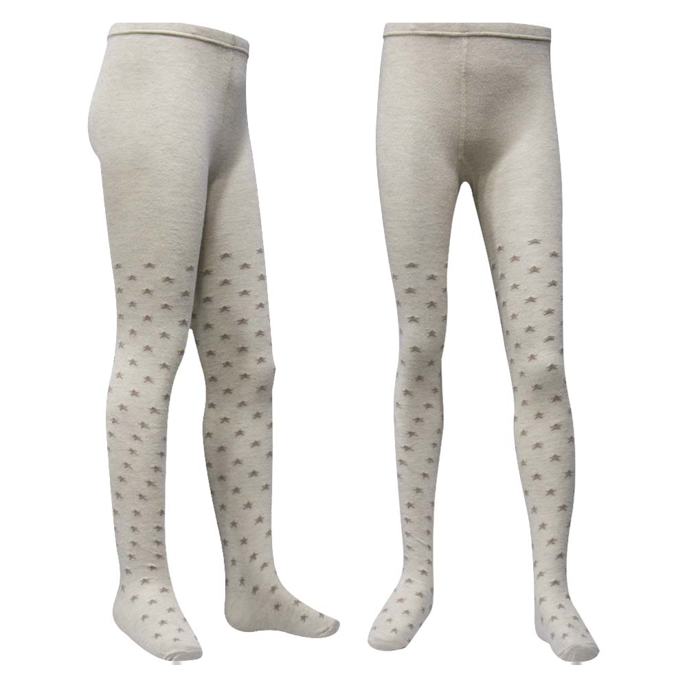 Cozy Beige with Brown Star Tights for Girls (CJ)