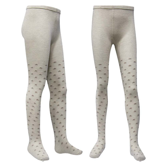 Cozy Beige with Brown Star Tights for Girls (CJ)