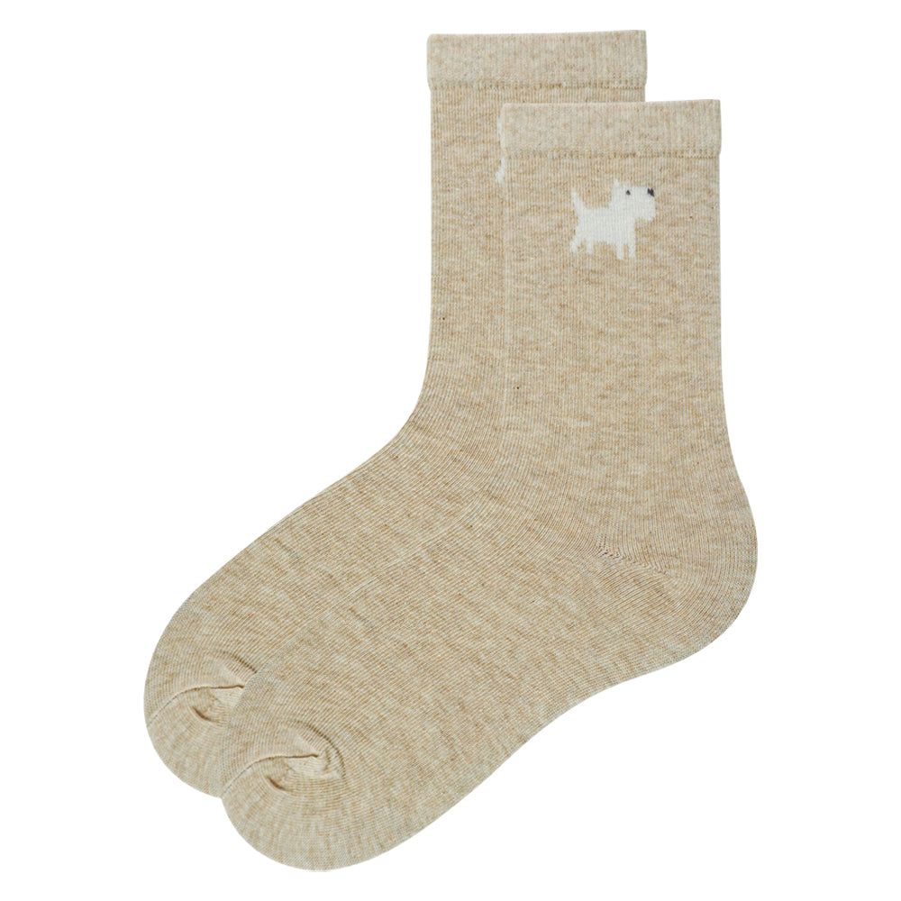 Adorable Puppy Pattern Girls Crew Socks