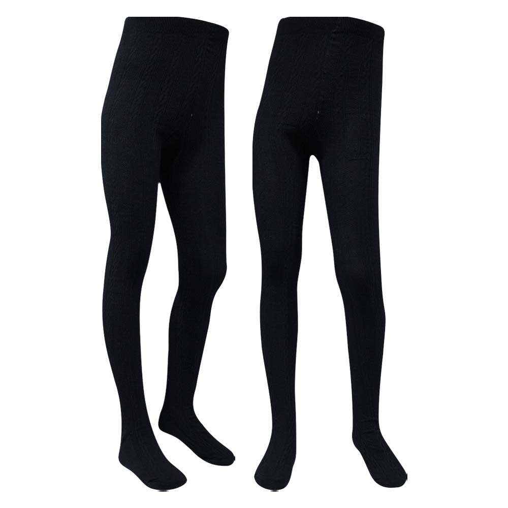 Girl's Trendy Black Cable Knit Tights (OT)