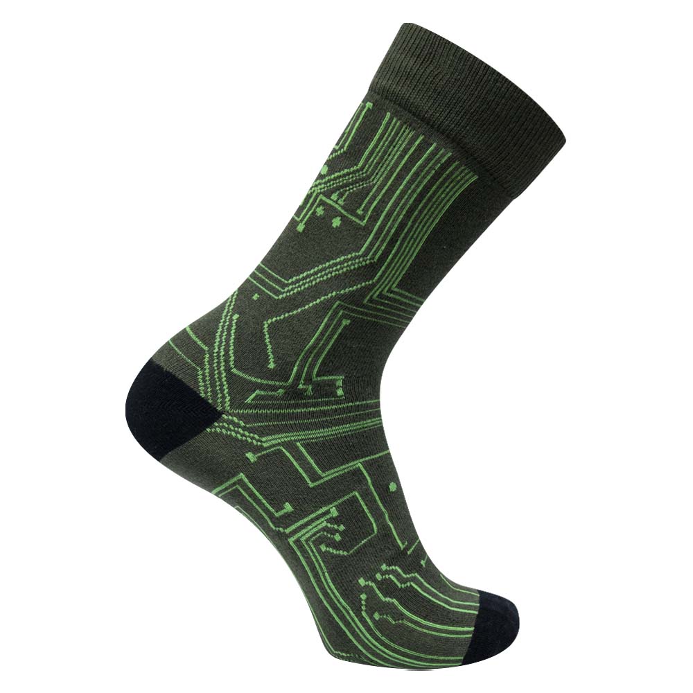 Men Circuit Board Pattern Crew Socks