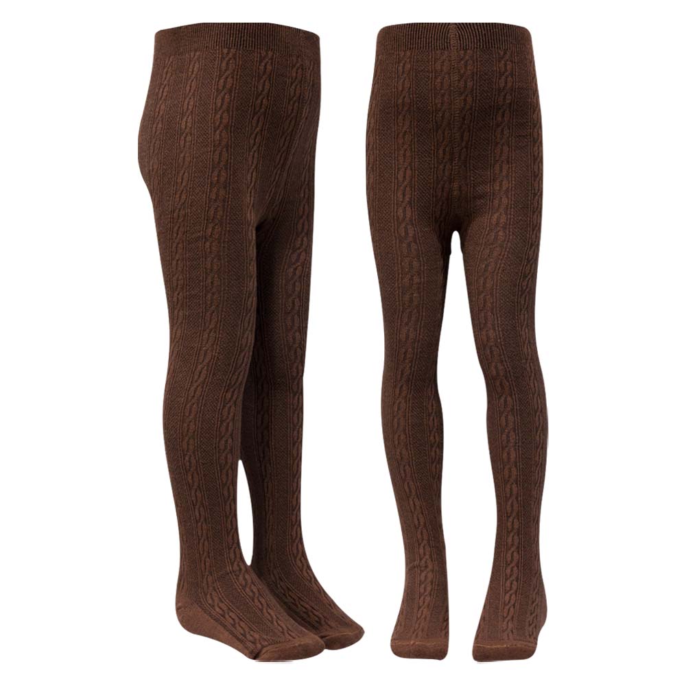 Cozy Cable Knit Bronze Girls Tights (OT)