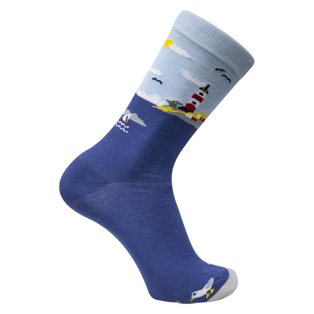 Men Lighthouse Seascape Print Socks