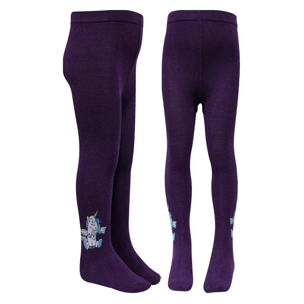 Purple with Unicorn Design Tights for Girls (OT)