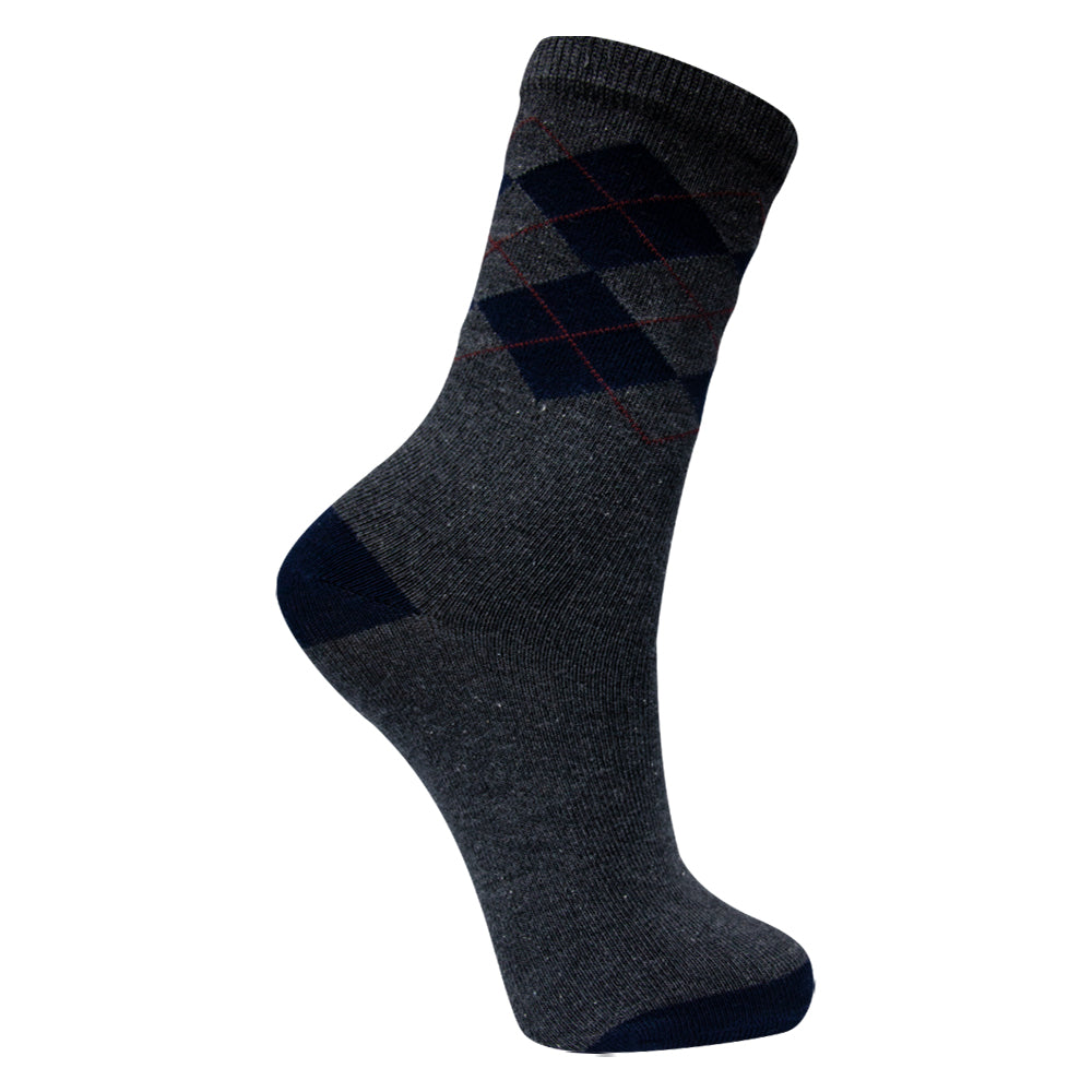 Dark Gray Argyle Crew Socks