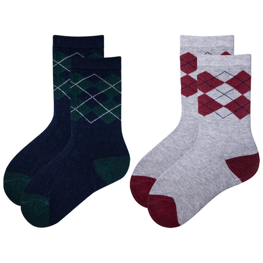 Pack of 2 - Kids’ Argyle Crew Socks
