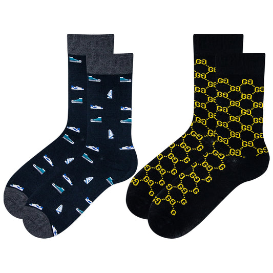 Pack of 2 - Men's Patterned Crew Socks