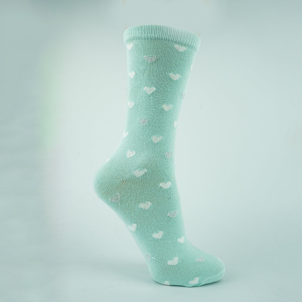 Girl heart Glitter Crew Socks