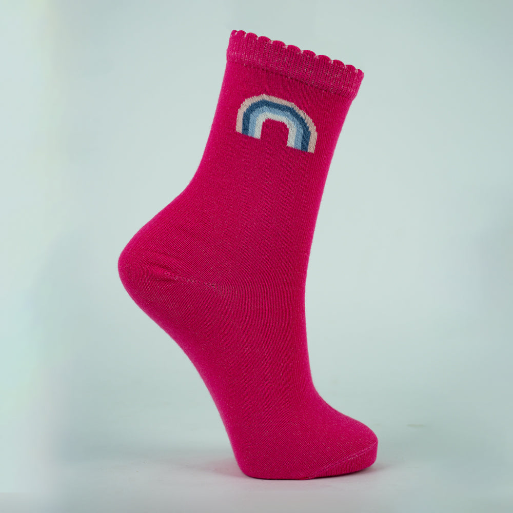 Girls’ Vibrant Rainbow Crew Socks