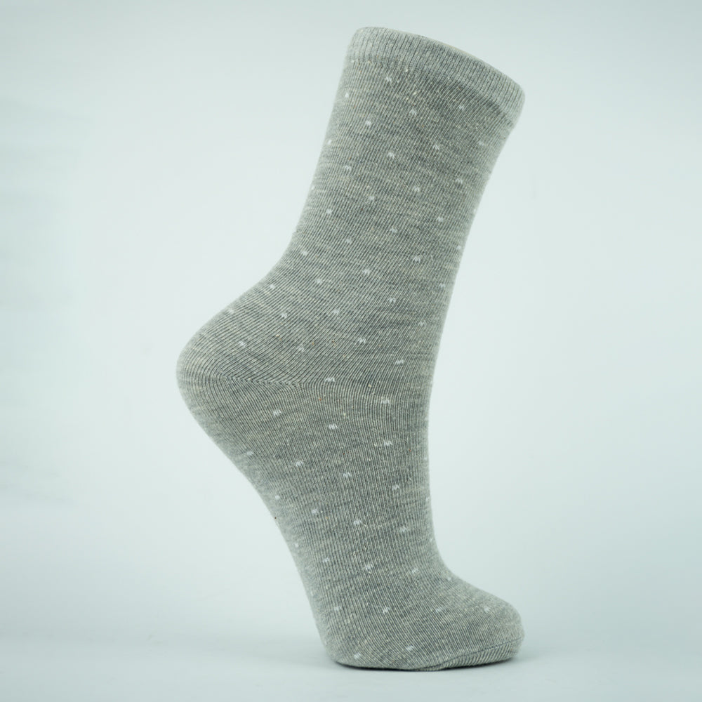 Girls Dotted Grey Crew Socks