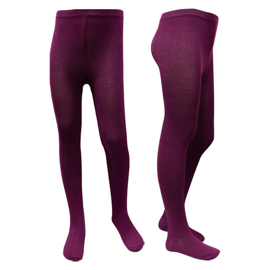 Comfy Knit Girl's Plain Maroon Tights (SF)