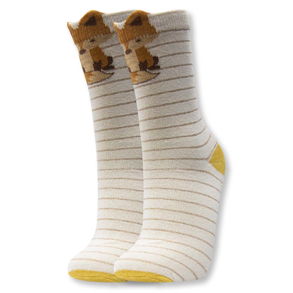 Chic Fox Striped Crew Socks for Girls