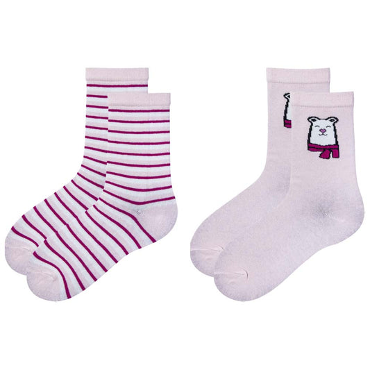 Cozy Critter & Stripe Girls' Crew Socks