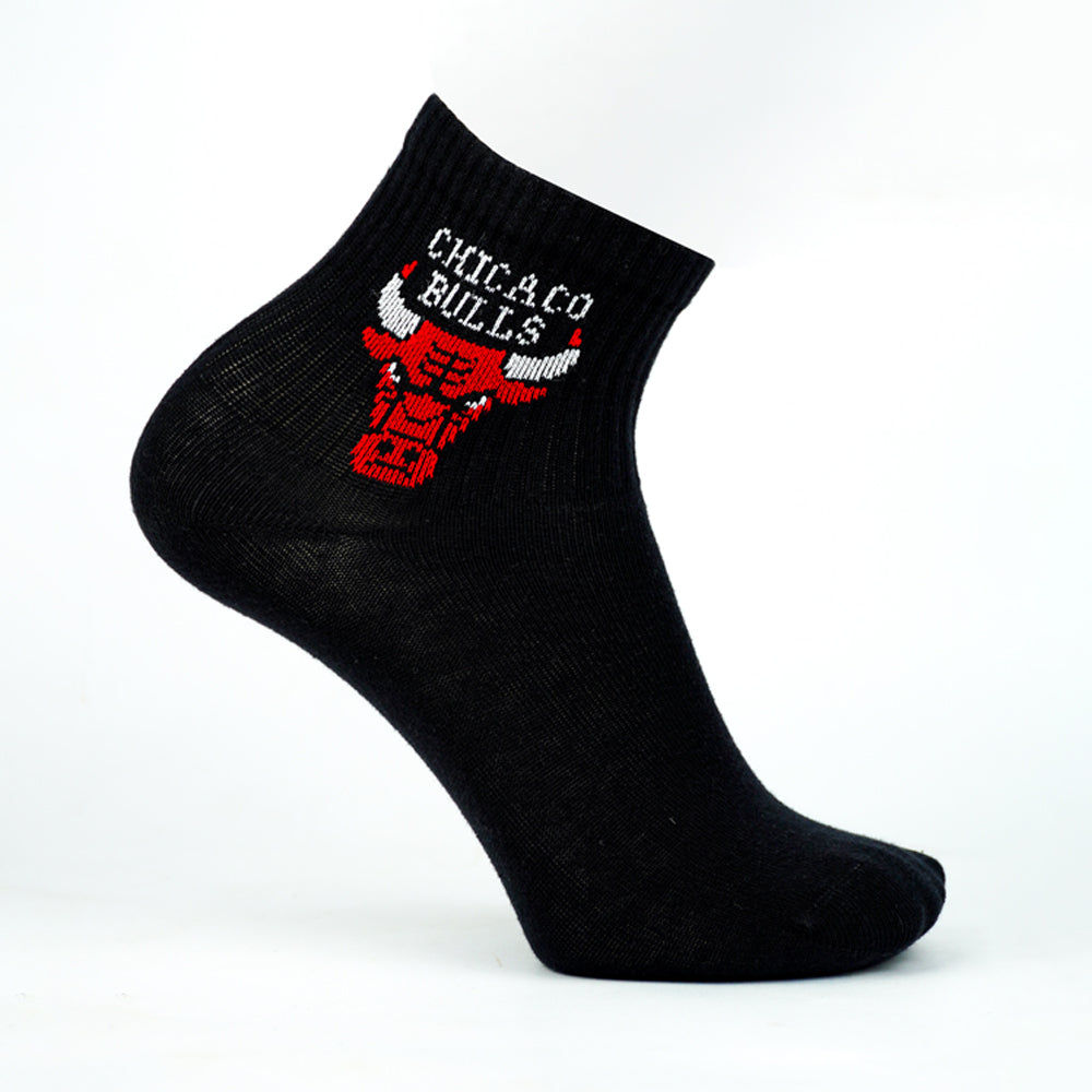 Men Bull Print Quarter Socks